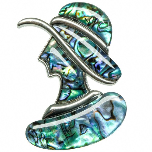 Broche buste dame chapeau - au,