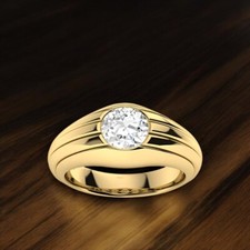 Bague homme or jaune diamant