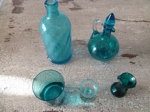Lot verrerie bleue ancien - lot,