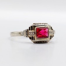 Bague art deco or blanc 18k et
