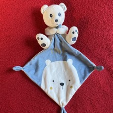 ??Doudou Ours Blanc Mouchoir Bleu Étoile Sapins Montagne SIMBA KIABI NEUF