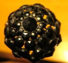 EPINGLE à CHAPEAU de DEUIL Napoléon III ajourée PERLES JAIS français facetté