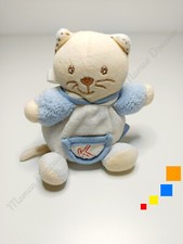 Peluche/Doudou Chat Boule Beige Blanc Bleu Rouge Poche Attache Tétine 11cm Kaloo