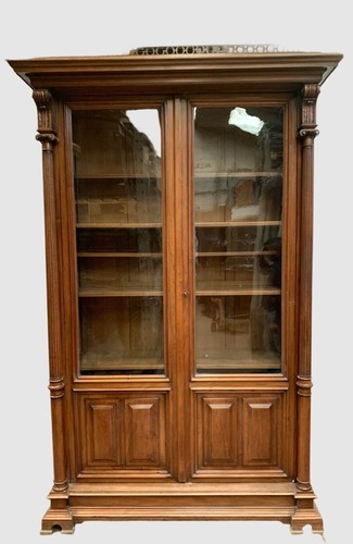 Vitrine bibliothèque noyer - vitrine,