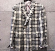 Thom Browne Veste blazer en laine à motifs écossais double boutonnage 148410405