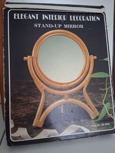 Miroir rotin sur pied à - miroir,