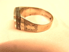 BAGUE CHEVALIERE METAL ARGENTE NIELLE BERBERE ETHNIQUE BIJOUX JEWEL RING T 67