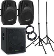 Pack Sono Actif DJ PA Bluetooth USB SD 2x Encintes et 18" Caisson de Basse Pieds
