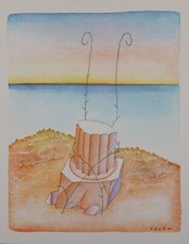 Jean-Michel FOLON : La colonne grecque, Héliogravure signée, 1982