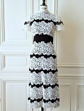 Burberry London Black White Lace Tea Midi Cocktail  Party Dress US 4 IT 38 UK 6
