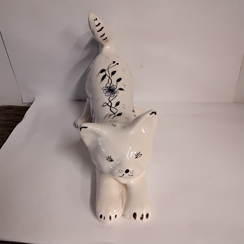 Chat allongé faience - allongé,