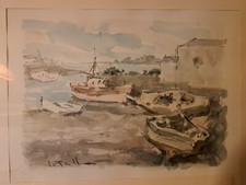 Jean Louis Le Toullec Aquarelle Marine Bretonne