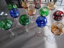 12 GRANDS VERRES A VIN Rouge CRISTAL COULEUR CRISTALLERIE DE LORRAINE