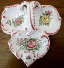 Serviteur 3 compartiments ravier polychrome Faïence Renoleau Angoulême France