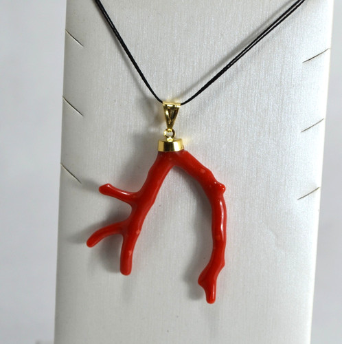 Pendentif branche corail rouge - corail,