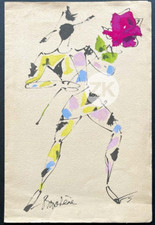 NINA RICCI Mode Couture Arlequin Dimitri BOUCHENE Voeux 1956