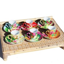 Set de 6 tasses à café + soucoupes Geneviève Lethu collection Bondi Beach