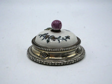 BOIN-TABURET RARE SONNETTE DE TABLE ARGENT MASSIF ET PORCELAINE POINCON MINERVE