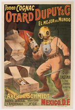 Affiche Liqueur Originale, Cognac Otard, Scaphandre Fond Marin, Plongeur, 1910