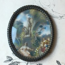 Ancienne Miniature Peinte Signé Veber d'après François Boucher 