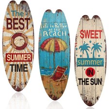  3 Pcs Surf Deco Planche Décoration Décors Muraux Murale Bar Thème Plage