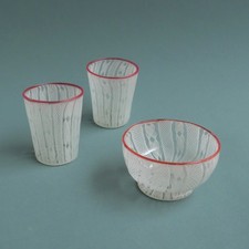 Murano - Venise - Suite de Verreries - Latticinio - Filet rubis- Fin XIXe Siècle