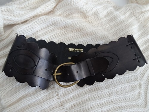 Ceinture marron noir cuir - marron,