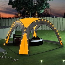 Tente de Réception avec LED et 4 Parois Jaune Pavillon Jardin Extérieur vidaXL