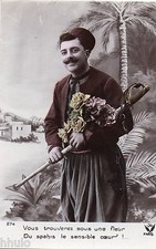 BJ709 Carte Photo vintage card RPPC Homme uniforme spahis Maroc fantaisie