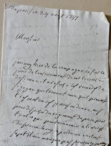 1747 lettre autographe