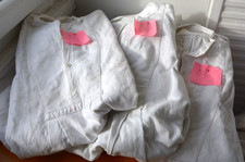 Chemises Anciennes en LIN / METIS Homme USURE - LOT de 3 - PLASTRON grand-pere