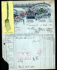 TERRENOIRE (42) Usine FOURCHE de JARDINAGE "LITIOT / TERRAT & BIOL" + ETIQUETTE