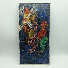 Tableau HSP Don Quichotte Sancho Panza Moulin  Cheval La Mancha Espagne Signé 