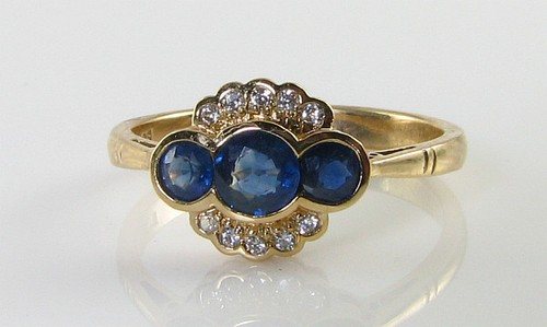 Bague halo art déco - art, 9ct
