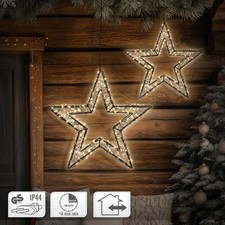 Étoile de Noël LED lumineuse décorative fil métal avec minuterie IP44 au choix