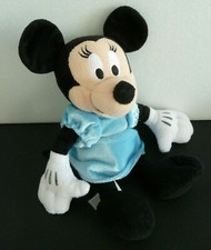D2 - DOUDOU PELUCHE DISNEYLAND PARIS  MINNIE ROBE VELOURS BLEU 23cm - TBE