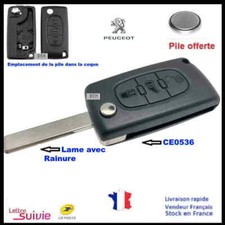 Coque Boitier CLE PLIP  Peugeot Partner EXPERT: CE0536 3 BTS Lame avec rainure 