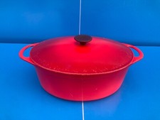 COUSANCES Le Creuset Grande Cocotte EN Fonte OVALE Vintage ROUGE ø 30 CM  N°2