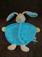 Doudou plat lapin bleu SUCRE D ORGE  Etat neuf