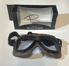 Masque Lunettes de Moto Guzzi Vintage - Marron/Noir - Cuir P