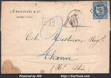 FRANCE LETTRE POUR THANN GC 1661 GIVORS + TAXE 2 DECIMES + FER A CHEVAL