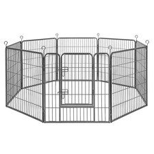 Parc enclos pour chiens chiots animaux de compagnie 8 panneaux 80 x 80 cm noir