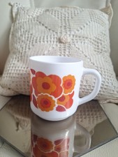 VINTAGE - Ancien Mug Tasse ARCOPAL LOTUS Orange-Rouge Année 70-80 