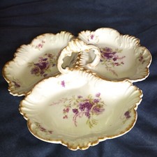 Plat Mendiant ancien Serviteur Porcelaine rocaille   Limoges Fin.XIX EME