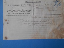 Vve Henri Guimier - Epicerie Fine - Saint Calais (Sarthe) - 1927