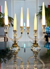 Girandoles Art Déco - Paire de lampes - Fausses bougies en Opaline Blanche