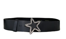 Ceinture en cuir noir Star MOSCHINO - Taille 75 cm