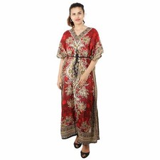Robe de nuit maxi caftan polyester pour femme plage vacances taille libre rou...