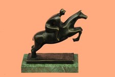 Merveilleuse Statue Sculpture De Cheval Et Jockey En Bronze Pur Grande Taille