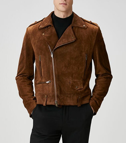 Blouson cuir marron - , pur